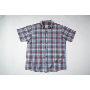 Red Head Brand Co Mens Large Blue Red Plaid Short Sleeve Button Down Shirt